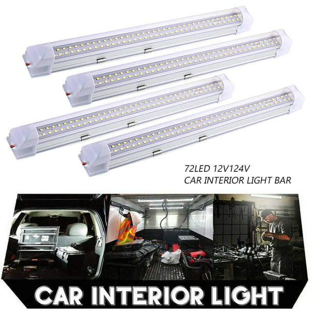 2x 12V Car Van Interior Lights Strip Bar 72 LED Bus Caravan ON/OFF Switch